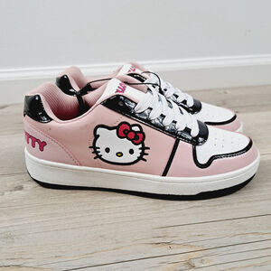 Sanrio Size 8 Hello Kitty Womens Pink Black Casual Sneakers Tween Cat Shoes NIB